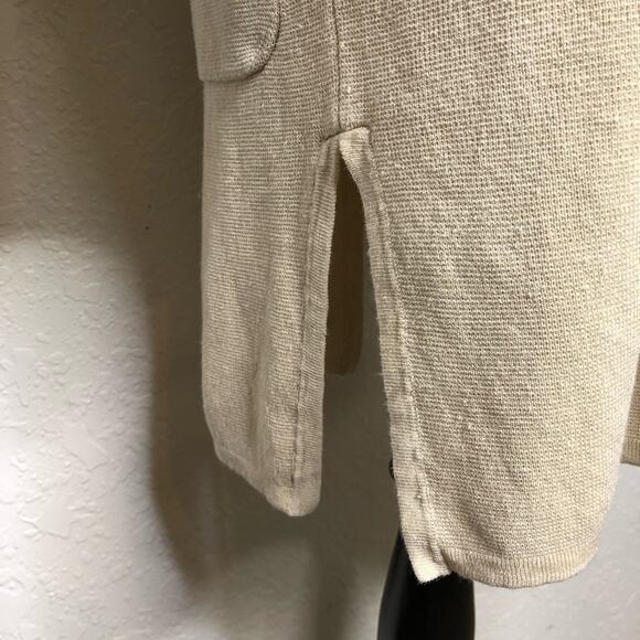 J Crew cream linen blend long open front cardigan sweater size Medium - Picture 11 of 12